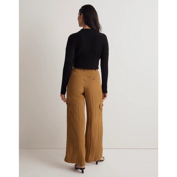 Madewell Sz 12 Olive Green Harlow Wide Leg High Rise Viscose Cargo Pants solid - Picture 3 of 8